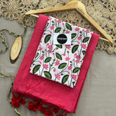 Gajri Handloom Khadi Cotton Saree With Pichawai Print Blouse
